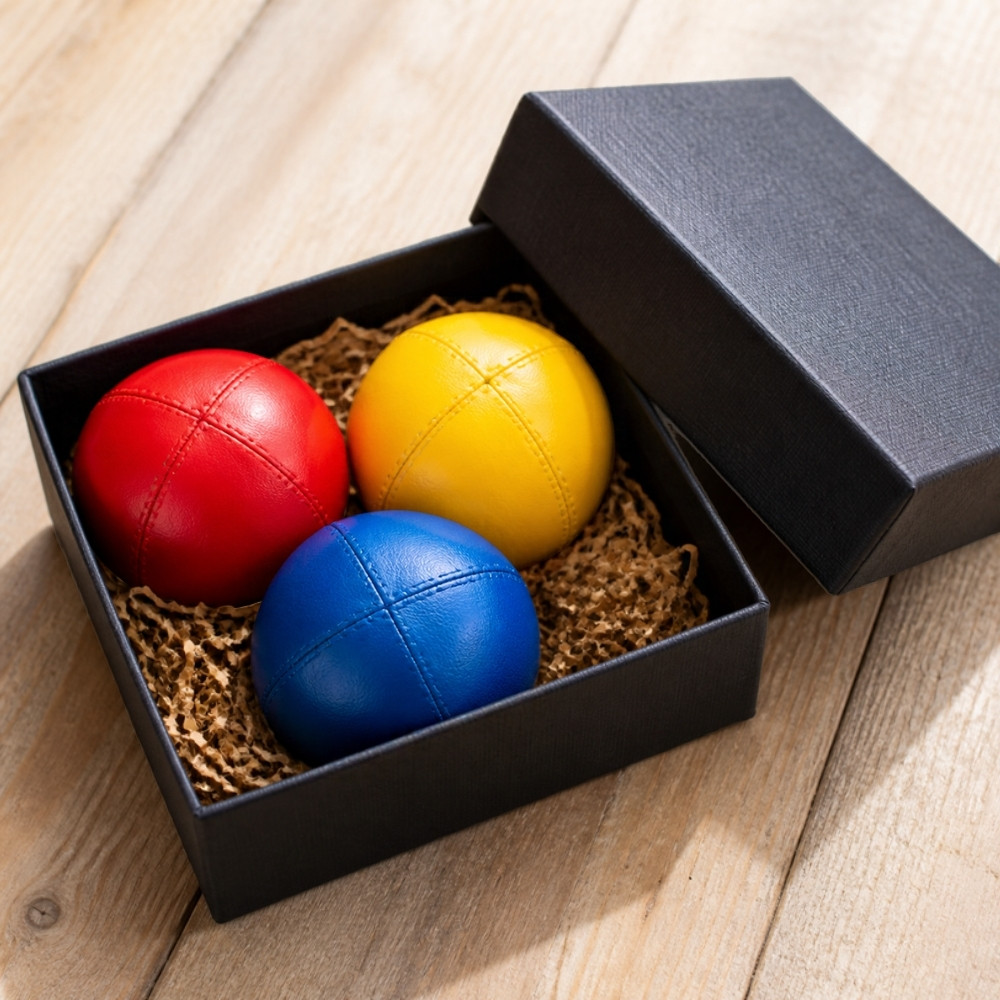 Juggling balls in a gift box